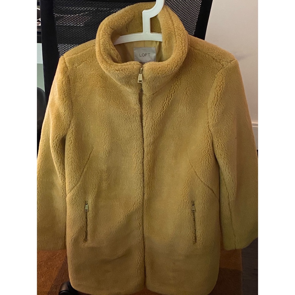 NWT Loft Faux Shearling Funnel Neck Coat Size S